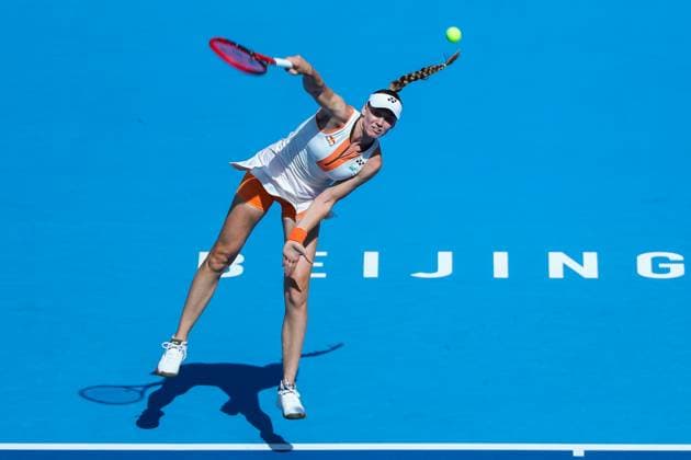 BEIJING, CHINA - SEPTEMBER 28: Elena Rybakina of Kazakhstan returns a shot in the Women s Singles Round of 32 match against Eva Lys of Germany on day 7 of the 2025 China Open at National Tennis Center on September 28, 2025 in Beijing, China.  Copyright: xVCGx 111593669765
