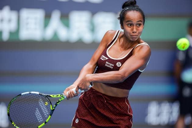 BEIJING, CHINA - SEPTEMBER 28: Leylah Fernandez of Canada competes in the Women s Singles Round of 32 match against Coco Gauff of the United States on day 7 of the 2025 China Open at National Tennis Center on September 28, 2025 in Beijing, China.  Copyright: xVCGx 111593698726
