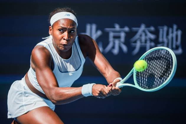 BEIJING, CHINA - SEPTEMBER 28: Coco Gauff of the United States competes in the Women s Singles Round of 32 match against Leylah Fernandez of Canada on day 7 of the 2025 China Open at National Tennis Center on September 28, 2025 in Beijing, China.  Copyright: xVCGx 111593684738