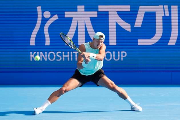 September 28, 2025, Tokyo, Japan: Denmark s Holger Rune in action against Jenson Brooksby of the USA during their quarterfinal match at the Japan Open Tennis Championships at Ariake Colosseum in Tokyo. The tournament runs from September 22 to 30. Brooksby won 6-3, 6-3. Tokyo Japan - ZUMAm191 20250928_aap_m191_027 Copyright: xRodrigoxReyesxMarinx