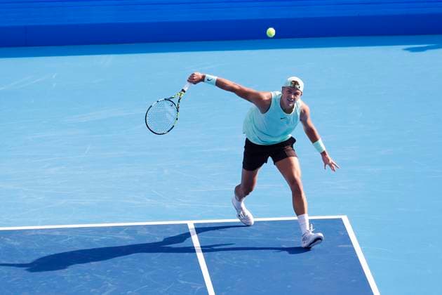 September 28, 2025, Tokyo, Japan: Denmark s Holger Rune in action against Jenson Brooksby of the USA during their quarterfinal match at the Japan Open Tennis Championships at Ariake Colosseum in Tokyo. The tournament runs from September 22 to 30. Brooksby won 6-3, 6-3. Tokyo Japan - ZUMAm191 20250928_aap_m191_028 Copyright: xRodrigoxReyesxMarinx