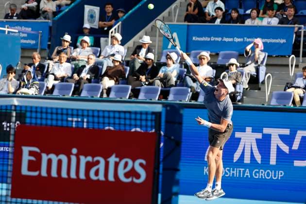 September 28, 2025, Tokyo, Japan: Jenson Brooksby of the USA in action against Denmark s Holger Rune during their quarterfinal match at the Japan Open Tennis Championships at Ariake Colosseum in Tokyo. The tournament runs from September 22 to 30. Brooksby won 6-3, 6-3. Tokyo Japan - ZUMAm191 20250928_aap_m191_034 Copyright: xRodrigoxReyesxMarinx