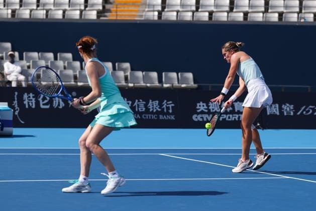 BEIJING, CHINA - SEPTEMBER 28: Maya Joint of Australia and Catherine Mcnally of the United States compete in the Women s Doubles Round of 32 match against Wu Fang-Hsien of Chinese Taipei and Eri Hozumi of Japan on day 7 of the 2025 China Open at National Tennis Center on September 28, 2025 in Beijing, China.  Copyright: xVCGx 111593686393