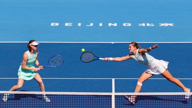 BEIJING, CHINA - SEPTEMBER 28: Maya Joint of Australia and Catherine Mcnally of the United States compete in the Women s Doubles Round of 32 match against Wu Fang-Hsien of Chinese Taipei and Eri Hozumi of Japan on day 7 of the 2025 China Open at National Tennis Center on September 28, 2025 in Beijing, China.  Copyright: xVCGx 111593672622