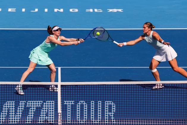 BEIJING, CHINA - SEPTEMBER 28: Maya Joint of Australia and Catherine Mcnally of the United States compete in the Women s Doubles Round of 32 match against Wu Fang-Hsien of Chinese Taipei and Eri Hozumi of Japan on day 7 of the 2025 China Open at National Tennis Center on September 28, 2025 in Beijing, China.  Copyright: xVCGx 111593672631