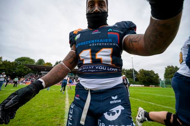 Lennies Mc Ferren 11, RB, ifm Razorbacks Ravensburg GER, ifm Ravensburg Razorbacks vs Dresden Monarchs, American Football, GFL, Season 2025, Playoffs, Semifinal, 27 09 2025, GER, ifm Ravensburg Razorbacks vs Dresden Monarchs, American Football, GFL, Season 2025, Playoffs, Semifinal, 27 09 2025 Weingarten Copyright: xEibner-Pressefoto FlorianxWolfx EP_FWF