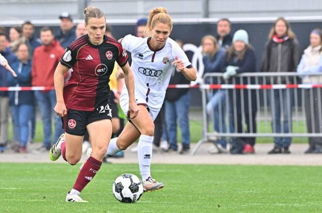 28 09 2025 Soccer season 2025 2026 1 DFB Cup 1 round FC Ingolstadt 04 FCI 1 FC Nuremberg FCN Club Clubwomen Sportfoto Zink MeZi xmexzix Nastassja Lein 24, 1 FC Nuremberg FCN, left