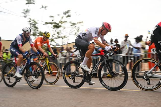 2025 UCI Road World Championships Picture by Chris Auld SWpix.com - 28 09 2025 - Cycling - 2025 UCI Road World Championships - Kigali Convention Centre, Kigali, Rwanda - Men Elite Road Race - Marius Mayrhofer (Germany) Copyright: x xSWpix.comx(t axPhotographyxHubxLtd)xChrisxAuld SWpix.comx SWP-3030-8525