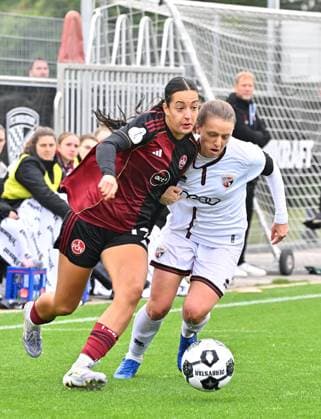 28 09 2025 Soccer season 2025 2026 1 DFB Cup 1 round FC Ingolstadt 04 FCI 1 FC Nuremberg FCN Club Clubwomen Sportfoto Zink MeZi xmexzix Selma Licina 17, 1 FC Nuremberg FCN Stefanie Reischmann 24, FC Ingolstadt 04 FCI, right
