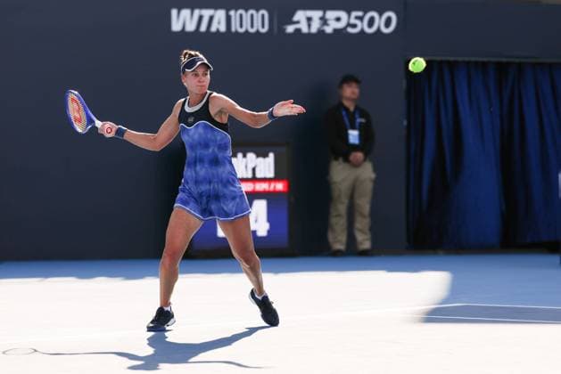 BEIJING, CHINA - SEPTEMBER 28: Veronika Kudermetova competes in the Women s Singles Round of 32 match against Marie Bouzkova of the Czech Republic on day 7 of the 2025 China Open at National Tennis Center on September 28, 2025 in Beijing, China.  Copyright: xVCGx 111593711903