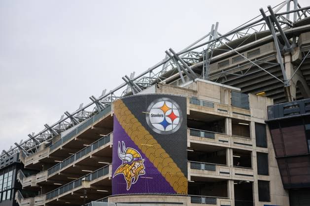 NFL, American Football Herren, USA Week 4, Croke Park, Dublin 28 9 2025 Pittsburgh Steelers vs Minnesota Vikings A view of Croke Park with Steelers and Vikings logos ahead of the match A view of Croke Park with Steelers and Vikings logos ahead of the match 28 9 2025  Copyright: x INPHO JamesxCrombiex JCR13107