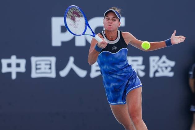 BEIJING, CHINA - SEPTEMBER 28: Veronika Kudermetova competes in the Women s Singles Round of 32 match against Marie Bouzkova of the Czech Republic on day 7 of the 2025 China Open at National Tennis Center on September 28, 2025 in Beijing, China.  Copyright: xVCGx 111593705153