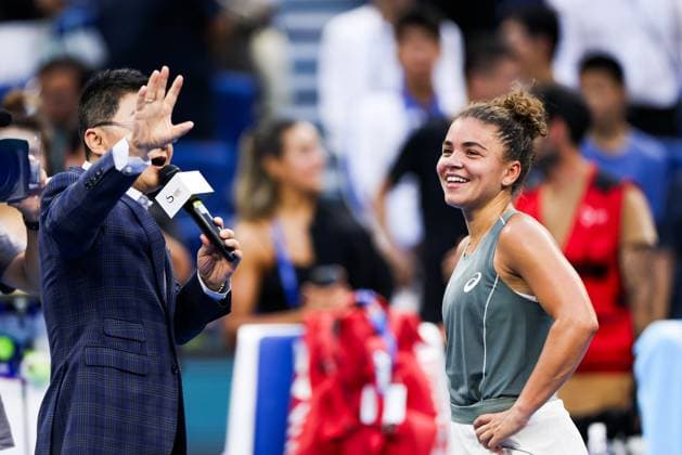 BEIJING, CHINA - SEPTEMBER 28: Jasmine Paolini of Italy speaks in an interview following the Women s Singles Round of 32 match against Sofia Kenin of the United States on day 7 of the 2025 China Open at National Tennis Center on September 28, 2025 in Beijing, China.  Copyright: xVCGx 111593740042