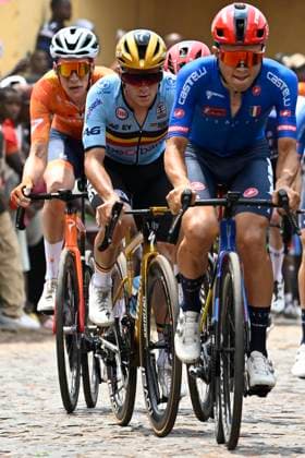 UCI 2025 Road World Championship, WM, Weltmeisterschaft Kigali 28 09 2025 KIGALI, RWANDA - SEPTEMBER 28 : Evenepoel Remco (BEL) during the Men Elite cycling road race of the UCI Road World Championships 2025 92nd edition an UCI World Championships cycling race of 267.5 km with start in Kigali and finish in Kigali on September 28, 2025 in Kigali, Rwanda, 28 09 2025 Kigali Rwanda  Copyright: xJanxDexMeuleneirx