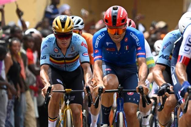 UCI 2025 Road World Championship, WM, Weltmeisterschaft Kigali 28 09 2025 KIGALI, RWANDA - SEPTEMBER 28 : Evenepoel Remco (BEL) during the Men Elite cycling road race of the UCI Road World Championships 2025 92nd edition an UCI World Championships cycling race of 267.5 km with start in Kigali and finish in Kigali on September 28, 2025 in Kigali, Rwanda, 28 09 2025 Kigali Rwanda  Copyright: xJanxDexMeuleneirx
