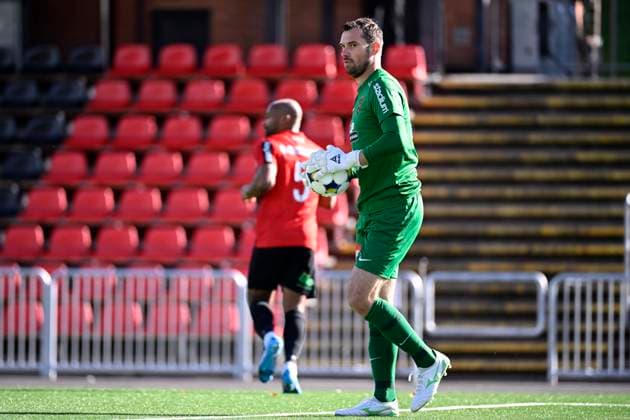 STOCKHOLM 20250928 BPs goalkeeper Davor Blazevic during Sundays Allsvenskan soccer match between IF Brommapojkarna and Mjällby AIF at Grimsta IP STOCKHOLM Sweden x10070x  Copyright: xJessicaxGow TTx ALLSVENSKAN BROMMAPOJKARNA-MJÄLLBY
