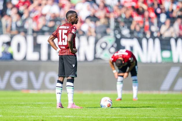 28 09 2025 Soccer, 2025 2026, 2 Bundesliga, 7 Matchday, Hannover 96 DSC Arminia Bielefeld Noel Aseko Hannover DFL REGULATIONS PROHIBIT ANY USE OF PHOTOGRAPHS AS IMAGE SEQUENCES AND OR QUASI VIDEO