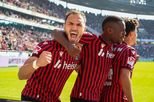 Germany Soccer 2 Bundesliga 2025 26, 7 Matchday Hannover 96 vs Arminia Bielefeld Heinz von Heiden Arena Stadion Hannover Goal celebration Husseyn Chakroun Hannover 96, 14 Virgil GhiÅ£Äƒ Virgil Ghita Hannover 96, 5 Hannover Copyright: xAymanxAlahmedx
