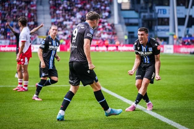 UTRECHT , 28-09-2025 , stadium Galgenwaard , season 2025 2026 , Dutch Eredivisie football , match between FC Utrecht and sc Heerenveen , picture shows SC Heerenveen player Dylan Ventes scores the 1-1 Utrecht - Heerenveen  x31248193x Copyright:
