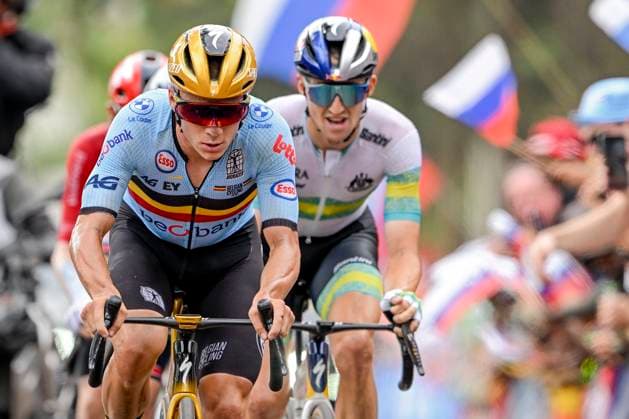 UCI 2025 Road World Championship, WM, Weltmeisterschaft Kigali 28 09 2025 KIGALI, RWANDA - SEPTEMBER 28 : Evenepoel Remco (BEL) during the Men Elite cycling road race of the UCI Road World Championships 2025 92nd edition an UCI World Championships cycling race of 267.5 km with start in Kigali and finish in Kigali on September 28, 2025 in Kigali, Rwanda, 28 09 2025 Kigali Rwanda  Copyright: xJanxDexMeuleneirx