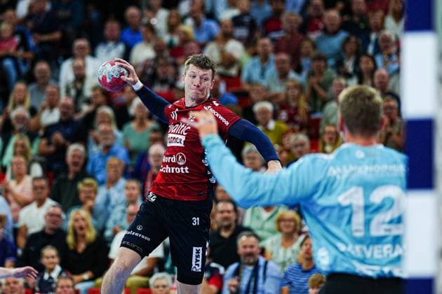 Throw Goal Emil Manfeldt Jakobsen SG Flensburg Handewitt, 31 GER, SG Flensburg Handewitt vs Frisch Auf Goeppingen, Handball, Bundesliga, Matchday 6, Season 2026 2026, 28 09 2025 GER, SG Flensburg Handewitt vs Frisch Auf Goeppingen, Handball, Bundesliga, Matchday 6, Season 2026 2026, 28 09 2025 Flensburg Copyright: xEibner-Pressefoto MarcelxvonxFehrnx EP_MFN
