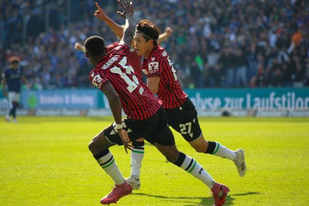 Germany Soccer 2 Bundesliga 2025 26, 7 Matchday Hannover 96 vs Arminia Bielefeld Heinz von Heiden Arena Stadion Hannover Goal celebration Hayate Matsuda Hannover 96, 27 Hannover Copyright: xAymanxAlahmedx