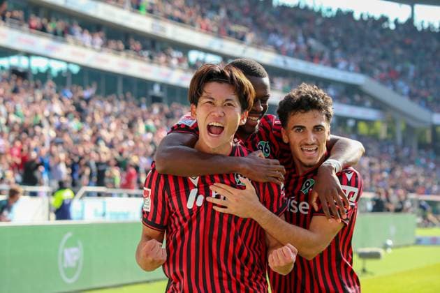 Germany Soccer 2 Bundesliga 2025 26, 7 Matchday Hannover 96 vs Arminia Bielefeld Heinz von Heiden Arena Stadion Hannover Goal celebration Hayate Matsuda Hannover 96, 27 Hannover Copyright: xAymanxAlahmedx
