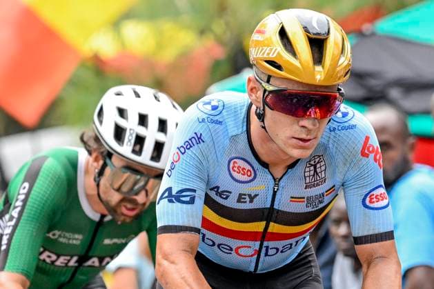 UCI 2025 Road World Championship, WM, Weltmeisterschaft Kigali 28 09 2025 KIGALI, RWANDA - SEPTEMBER 28 : Evenepoel Remco (BEL) during the Men Elite cycling road race of the UCI Road World Championships 2025 92nd edition an UCI World Championships cycling race of 267.5 km with start in Kigali and finish in Kigali on September 28, 2025 in Kigali, Rwanda, 28 09 2025 Kigali Rwanda  Copyright: xJanxDexMeuleneirx