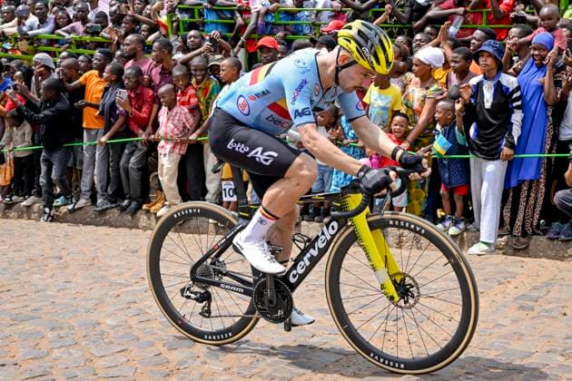 UCI 2025 Road World Championship, WM, Weltmeisterschaft Kigali 28 09 2025 KIGALI, RWANDA - SEPTEMBER 28 : Campenaerts Victor (BEL) during the Men Elite cycling road race of the UCI Road World Championships 2025 92nd edition an UCI World Championships cycling race of 267.5 km with start in Kigali and finish in Kigali on September 28, 2025 in Kigali, Rwanda, 28 09 2025 Kigali Rwanda  Copyright: xJanxDexMeuleneirx