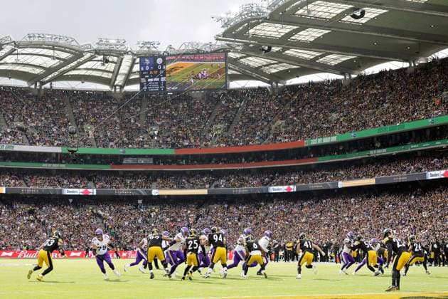 NFL, American Football Herren, USA Week 4, Croke Park, Dublin 28 9 2025 Pittsburgh Steelers vs Minnesota Vikings A general view of the action A general view of the action 28 9 2025  Copyright: x INPHO LaszloxGeczox LG_011116