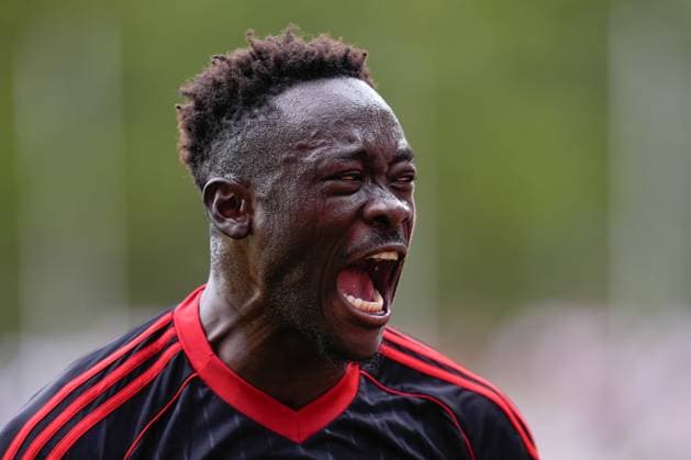 September 28, 2025, Madrid, Madrid, Spain: Akor Adams of Sevilla FC celebrates a goal during the Spanish League, LaLiga EA Sports, football match played between Rayo Vallecano and Sevilla FC at Estadio de Vallecas on September 28, 2025, in Madrid, Spain. Madrid Spain - ZUMAa181 20250928_zaa_a181_085 Copyright: xDennisxAgyemanx