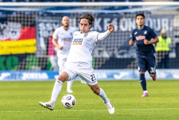 Football, Season 2025 2026, 3 Liga, Dietmar Hopp Stadion Sinsheim, Matchday 8, TSG Hoffenheim II SSV Ulm 1846 Soccer, 28 09 2025 28 09 2025, Football, Season 2025 2026, 3 Liga, Dietmar Hopp Stadion Sinsheim, Matchday 8, TSG Hoffenheim II SSV Ulm 1846 Soccer, 23 Max Brandt SSV Ulm 1846 Soccer Photo Lucca Fundel Sinsheim Dietmar Hopp Stadion Baden Württemberg Germany