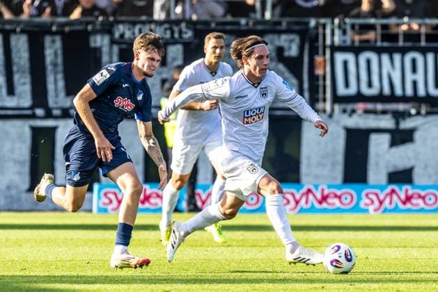 Soccer, Season 2025 2026, 3 Liga, Dietmar Hopp Stadion Sinsheim, Matchday 8, TSG Hoffenheim II SSV Ulm 1846 Soccer, 28 09 2025 28 09 2025, Soccer, Season 2025 2026, 3 Liga, Dietmar Hopp Stadion Sinsheim, 8 Matchday, TSG Hoffenheim II SSV Ulm 1846 Soccer, 16 Yannis Hör TSG Hoffenheim II , 23 Max Brandt SSV Ulm 1846 Soccer Photo Lucca Fundel Sinsheim Dietmar Hopp Stadion Baden Württemberg Germany