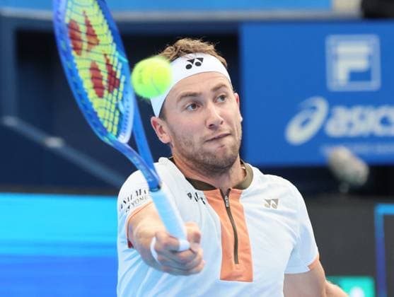 September 28, 2025, Tokyo, Japan - Casper Ruud of Norway returns the ball against Aleksandra Vukic of Australia during a quarter-finals of the Japan Open Tennis tournament in Tokyo on Sunday, September 28, 2025. Ruud defeated Vukic 6-3, 6-2. (photo by Yoshio Tsunoda AFLO) Noxthirdxpartyxsales  aflo_305073295