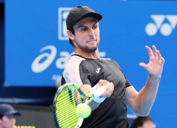 September 28, 2025, Tokyo, Japan - Aleksandar Vukic of Australia returns the ball against Casper Ruud of Norway during a quarter-finals of the Japan Open Tennis tournament in Tokyo on Sunday, September 28, 2025. Ruud defeated Vukic 6-3, 6-2. (photo by Yoshio Tsunoda AFLO) Noxthirdxpartyxsales  aflo_305073303