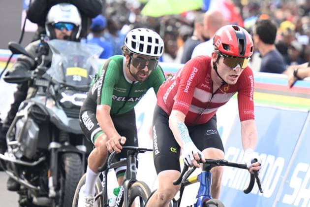 28-09-2025 World Championships Elite; 2025, Lidl - Trek; 2025, Ef Education - Easypost; Skjelmose Jensen, Mattias; Healy, Ben; Kigali; 