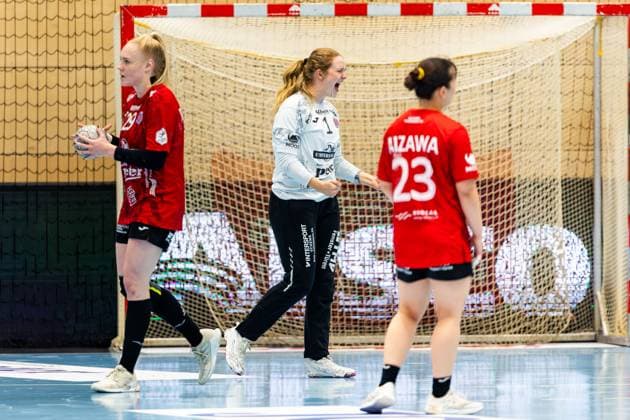 28 09 2025, GER, Handball, Women, Season 2025 2026, DHB Cup 2 Round Round of 16, Thueringer HC Buxtehuder SV Christina Loevgren Hallberg Thueringer HC,1 99947 Bad Langensalza Salza Halle Sporthalle Mehrz Thüringen Germany