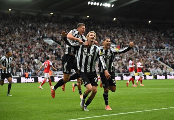 Nick Woltemade of Newcastle United celebrates scoring their first goal Newcastle United v Arsenal, Premier League, Football, St James Park, Newcastle, UK - 28 Sep 2025Newcastle St James Park United Kingdom EDITORIAL USE ONLY No use with unauthorised audio, video, data, fixture lists, club league logos or live services. Online in-match use limited to 120 images, no video emulation. No use in betting, games or single club league player publications.  Copyright: xRichardxLee Shutterstockx 15503935ay