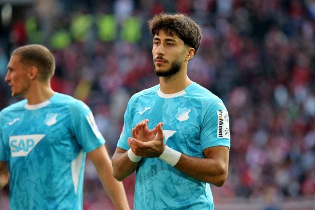28.09.2025, xmohx, Fussball 1.Bundesliga, SC Freiburg - TSG Hoffenheim v.l. Muhammed Damar (1899 Hoffenheim) Enttäuscht, traurig, frustriert (DFL DFB REGULATIONS PROHIBIT ANY USE OF PHOTOGRAPHS as IMAGE SEQUENCES and or QUASI-VIDEO) Freiburg