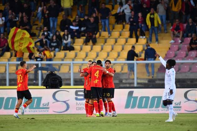 Lecce s midfielder Lassana Coulibaly (29 US Lecce) celebrates after scoring the team s first goal during the Serie A Enilive soccer matchday 5 between US Lecce and Bologna FC 1909 at the Via del Mare Stadium in Lecce, Italy, Sunday, September 28, 2025. (Credit Image: Giovanni Evangelista LaPresse)  Copyright: xGiovannixEvangelista LaPressex