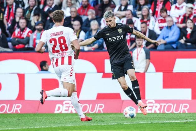 Sport, Football, Bundesliga Season 2025 2026 5 Matchday 1 FC Köln VfB Stuttgart 28 09 2025, RheinEnergieSTADION Rambon Hendriks VfB Stuttgart, 3 Köln RheinEnergieSTADION North Rhine-Westphalia Germany