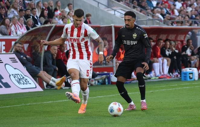 v l Tom Krauss 1 FC Koeln 05 , Tiago Barreiros de Melo Tomas VfB Stuttgart 08 GER, 1 FC Koeln vs VfB Stuttgart, Football, Bundesliga, Matchday 5, Season 2025 2026, 28 09 2025 DFL DFB REGULATIONS PROHIBIT ANY USE OF PHOTOGRAPHS as IMAGE SEQUENCES and or QUASI VIDEO GER, 1 FC Koeln vs VfB Stuttgart, Football, Bundesliga, Matchday 5, Season 2025 2026, 28 09 2025 Koeln Copyright: xEibner-Pressefotox xThomasxStoeckerx EP_TSR