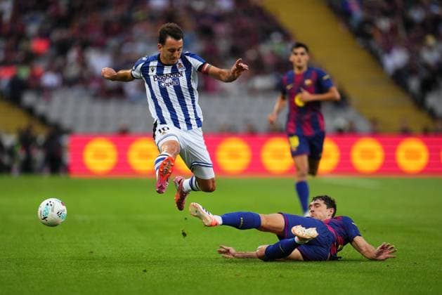 during the La Liga EA Sports match between FC Barcelona, Barca and Real Sociedad played at Lluis Companys Stadium on September 28 2025 in Barcelona, Spain. (Photo by Bagu Blanco PRESSIN) Copyright: xBaguxBlancox xPRESSINx