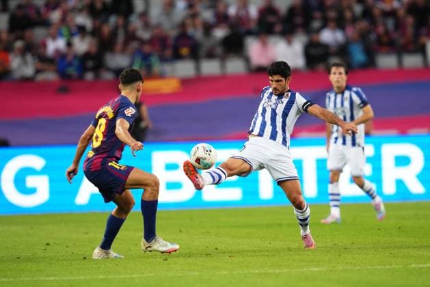 during the La Liga EA Sports match between FC Barcelona, Barca and Real Sociedad played at Lluis Companys Stadium on September 28 2025 in Barcelona, Spain. (Photo by Bagu Blanco PRESSIN) Copyright: xBaguxBlancox xPRESSINx