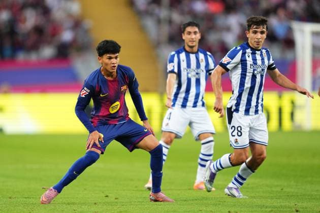during the La Liga EA Sports match between FC Barcelona, Barca and Real Sociedad played at Lluis Companys Stadium on September 28 2025 in Barcelona, Spain. (Photo by Bagu Blanco PRESSIN) Copyright: xBaguxBlancox xPRESSINx