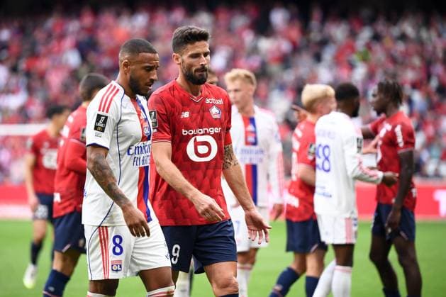 Lille OSC v Olympique Lyonnais - Ligue 1 McDonald s 2025 2026 08 Corentin TOLISSO (ol) - 09 Olivier GIROUD (losc) during the Ligue 1 McDonald s match between Lille and Lyon at Stade Pierre Mauroy on September 28, 2025 in Lille, France. Lille France  Copyright: xFEPx 776348143