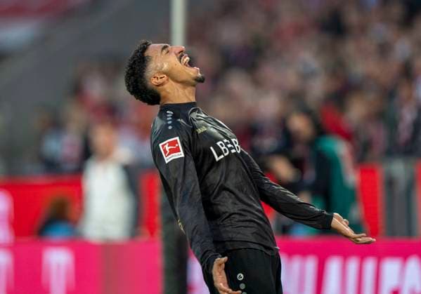 Tiago Tomas VfB Stuttgart, 8 annoyed about a missed opportunity 28 09 2025, 1 FC Köln VfB Stuttgart Fussball, 1 Bundesliga, RheinEnergieStadion Köln DFL regulations prohibit any use of photographs as image sequences and or quasi video Copyright: HMBxMedia xMarcoxBader