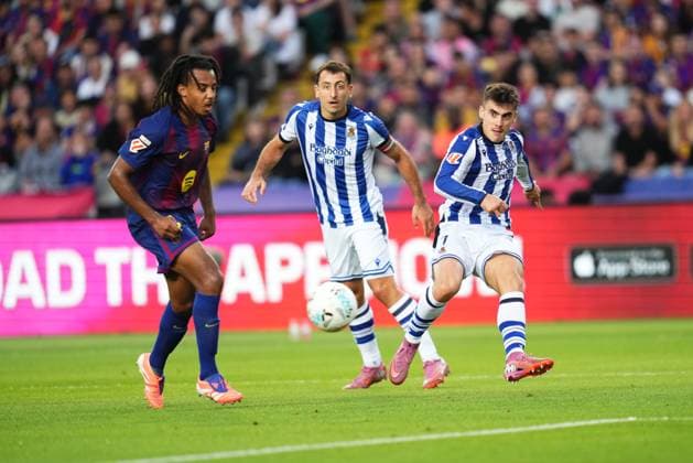 during the La Liga EA Sports match between FC Barcelona, Barca and Real Sociedad played at Lluis Companys Stadium on September 28 2025 in Barcelona, Spain. (Photo by Bagu Blanco PRESSIN) Copyright: xBaguxBlancox xPRESSINx