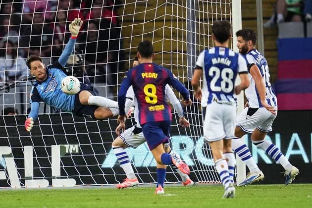 during the La Liga EA Sports match between FC Barcelona, Barca and Real Sociedad played at Lluis Companys Stadium on September 28 2025 in Barcelona, Spain. (Photo by Bagu Blanco PRESSIN) Copyright: xBaguxBlancox xPRESSINx