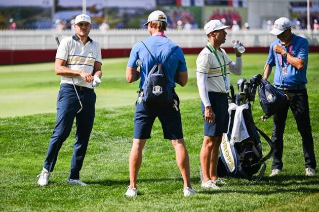 250928 Ludvig Aberg of Team Europe at a practice facility ahead of a a singles match on day 3 of the Ryder Cup on September 28, 2025 in New York Photo Jesper Zerman BILDBYRAN kod JZ JZ0619 golf ryder cup day 3 bbeng  Copyright: JESPERxZERMAN BB250928JZ009